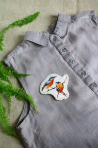 Dzikie Twory - lniana naszywka na ubrania z akwarelowym nadrukiem - dwa kowaliki