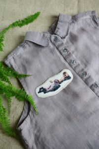 Dzikie Twory - lniana naszywka na ubrania z akwarelowym nadrukiem - foki
