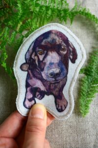 Dzikie Twory - lniana naszywka z akwarelowym nadrukiem - labrador