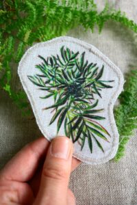 Dzikie Twory - lniana naszywka z akwarelowym nadrukiem - palma