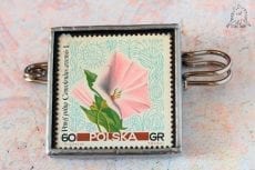 Dzikie Twory - broszka ze znaczkiem pocztowym kwiat powój polny