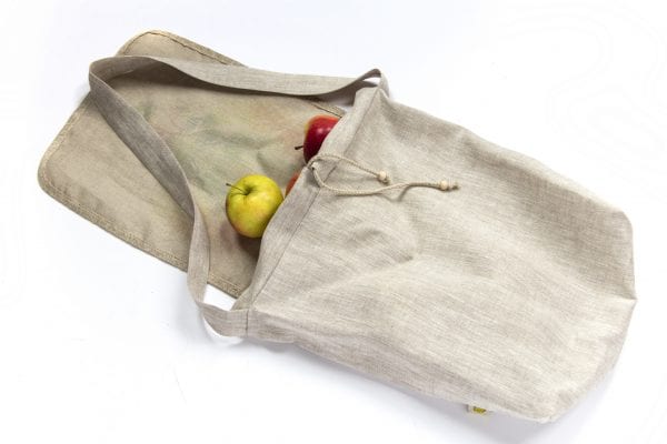 Dzikie Twory - lniana torba na zakupy z akwarelowym nadrukiem z motywem roślinnym jabłka
