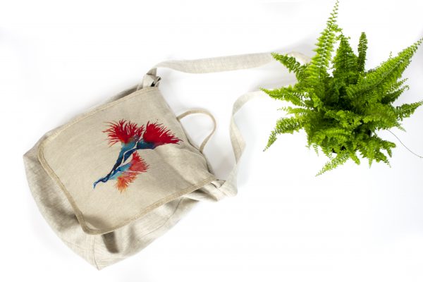 Dzikie Twory - lniana torba z akwarelowym nadrukiem kwiatu