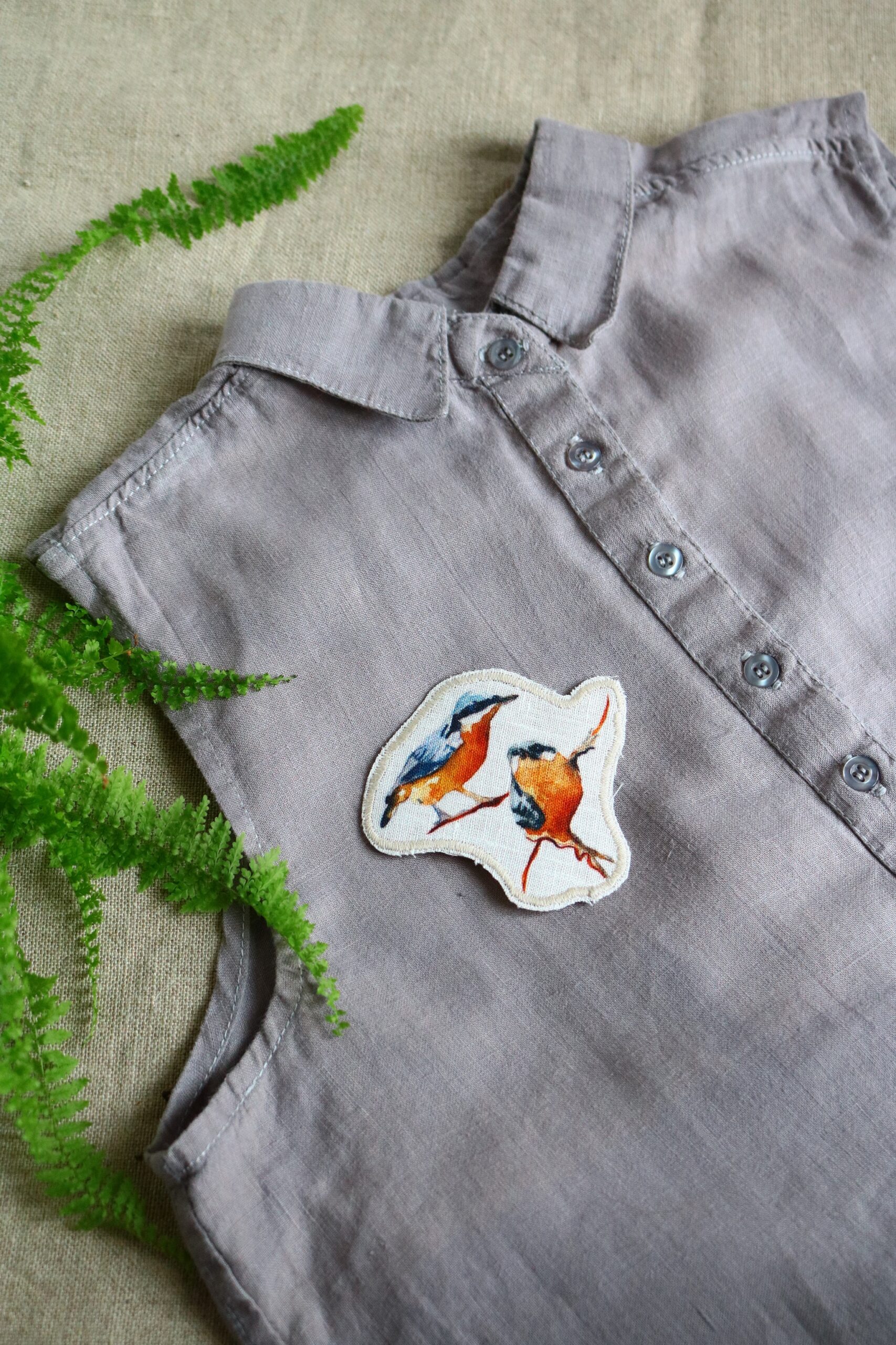 Dzikie Twory - lniana naszywka na ubrania z akwarelowym nadrukiem - dwa kowaliki