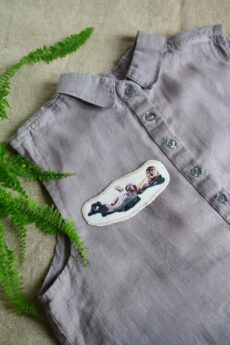 Dzikie Twory - lniana naszywka na ubrania z akwarelowym nadrukiem - foki