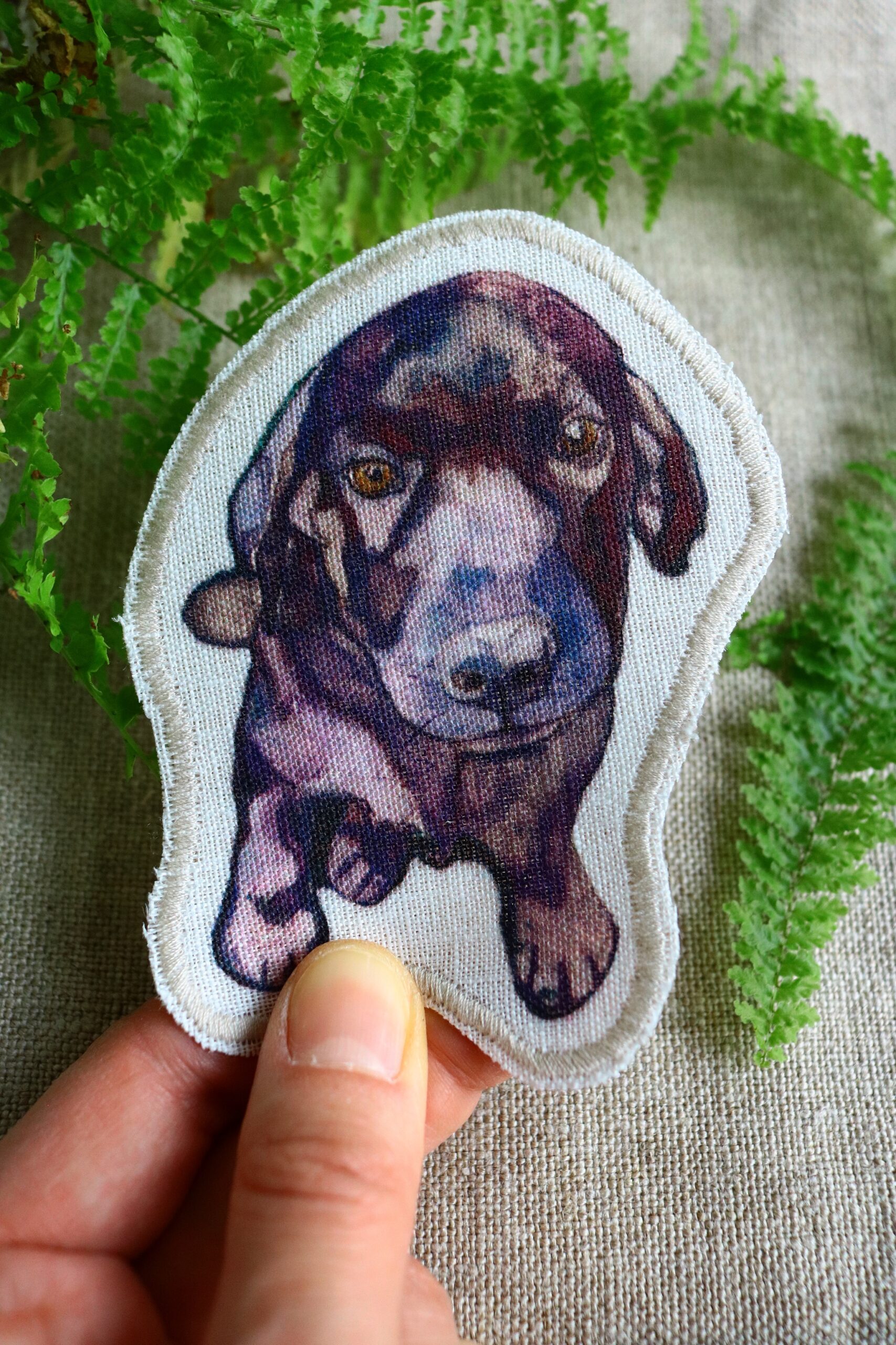 Dzikie Twory - lniana naszywka z akwarelowym nadrukiem - labrador