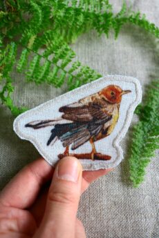 Dzikie Twory - lniana naszywka z akwarelowym nadrukiem - słowik